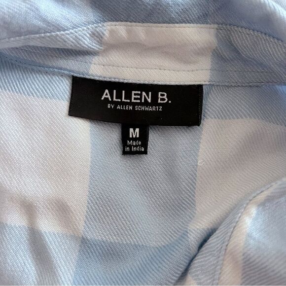 ALLEN B By Allen Schwartz Baby Blue And White Check Button Down Shirt Size M. - Picture 7 of 8